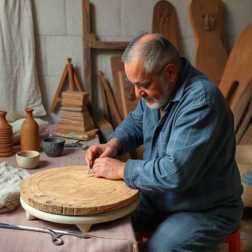 Artesano trabajando piel en un taller de marroquiner&iacute;a en Ubrique, C&aacute;diz