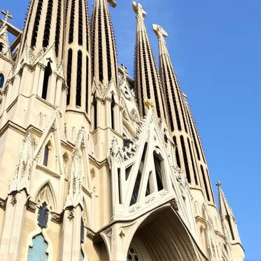 Detalle de la fachada de la Sagrada Familia de Antoni Gaud&iacute; en Barcelona