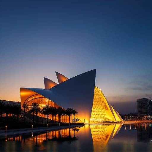 La futurista Ciudad de las Artes y las Ciencias de Valencia al amanecer