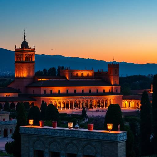 Palacio de la Alhambra en Granada al atardecer